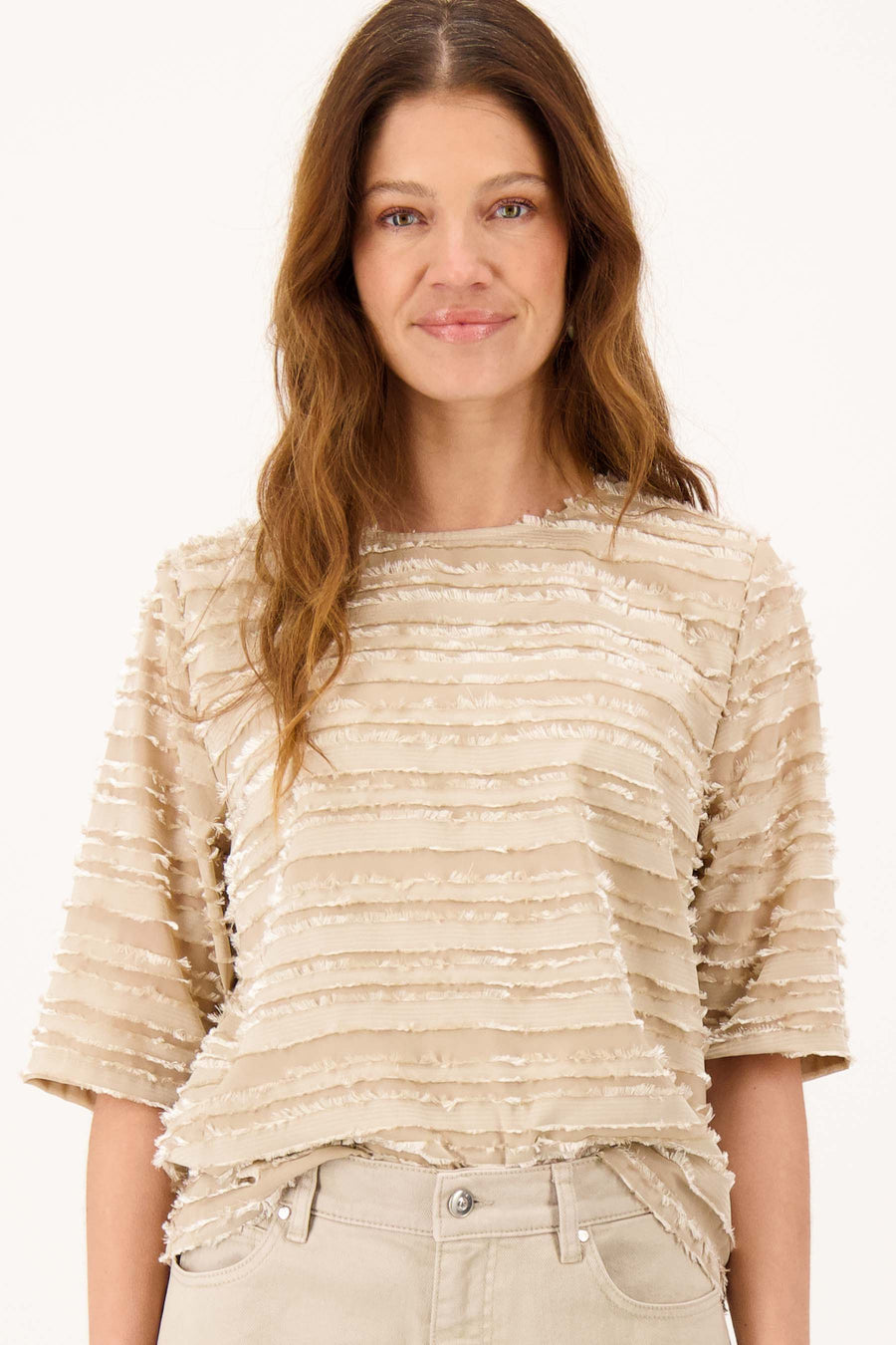 feather top korte mouw gevoerd | grey oyster