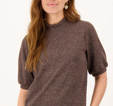 tweed stretch turtle top | dark choco