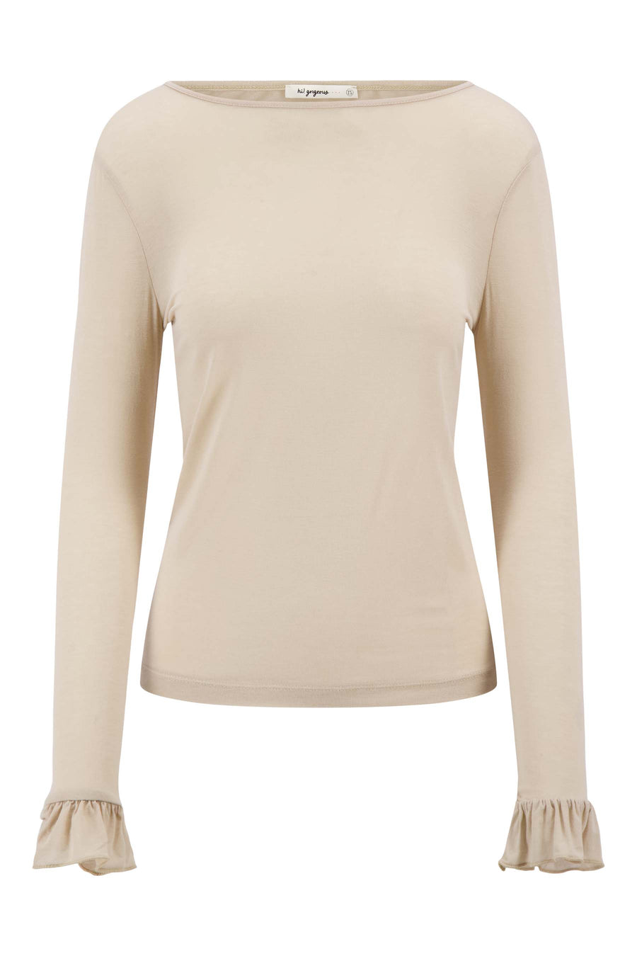 Boothals Top met Lange Mouw en Ruffles | cream white