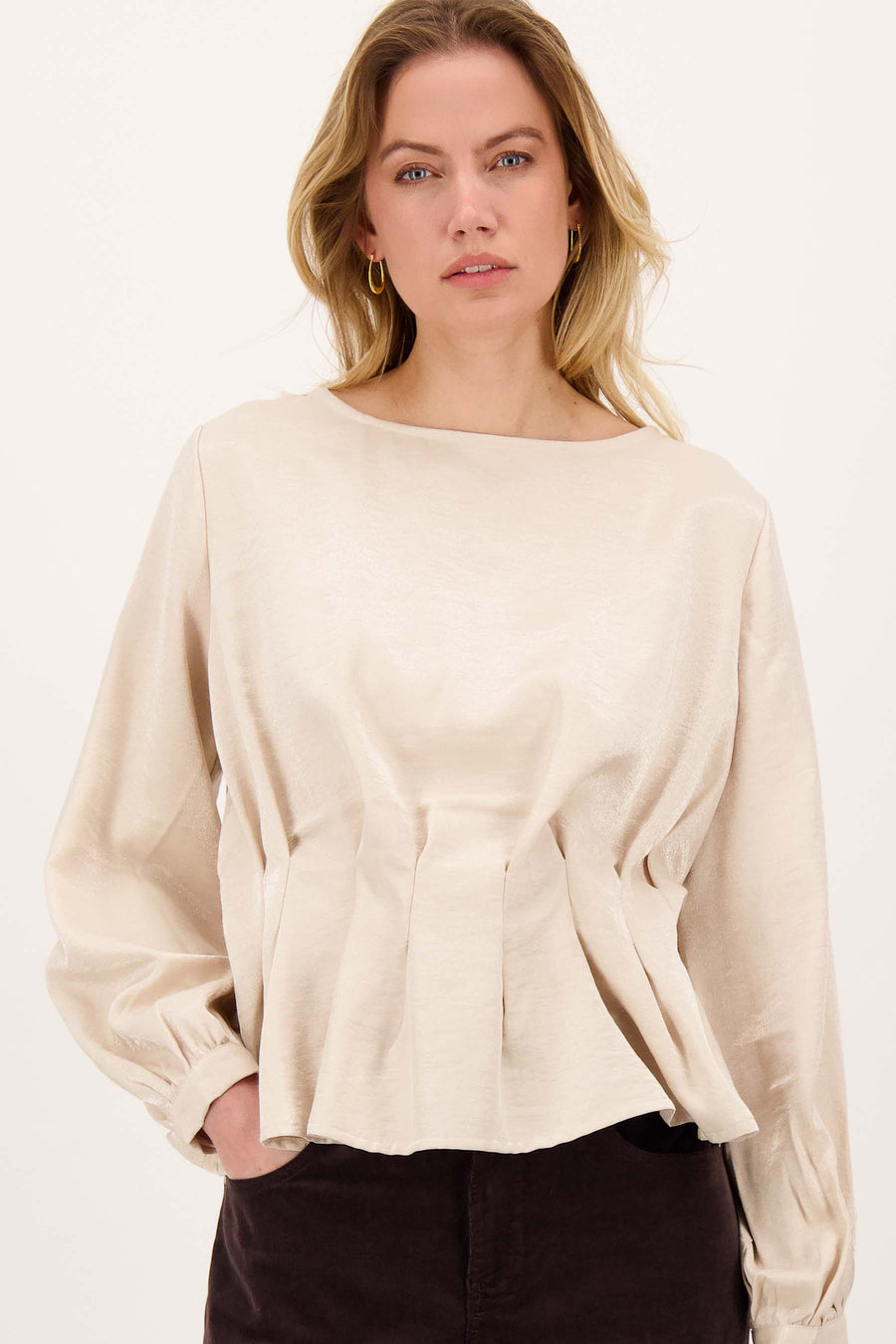 Voile Top met Plooi | nude pink