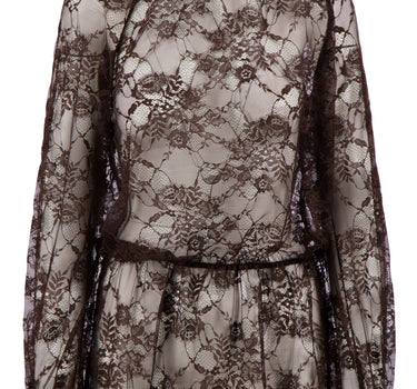 Kanten Top met Turtleneck | dark choco