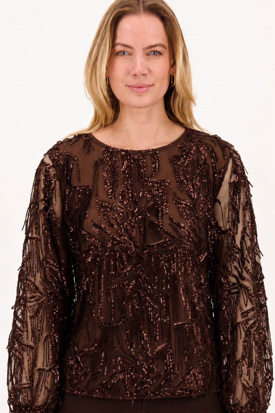 Pailletten Top | dark choco
