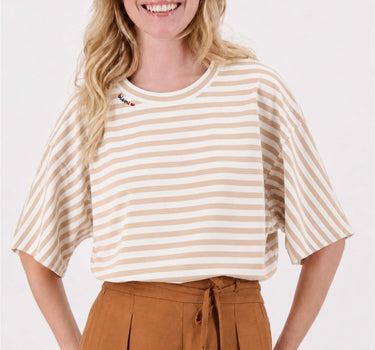 Gestreept sweatshirt met details | white / sand