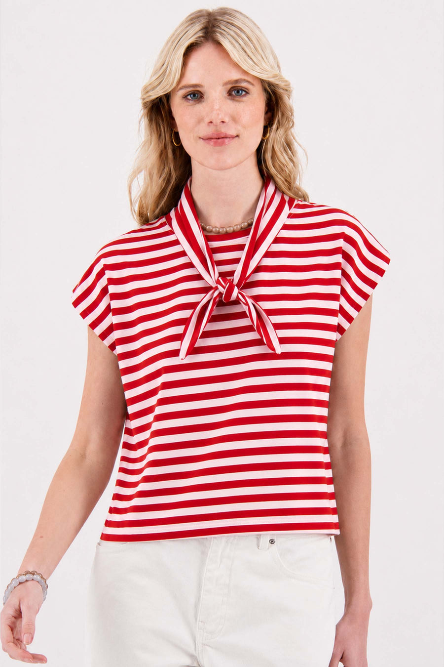 Shirt met sjaaltje | red / pink
