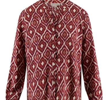 blouse with ikat print | sand / reddish brown
