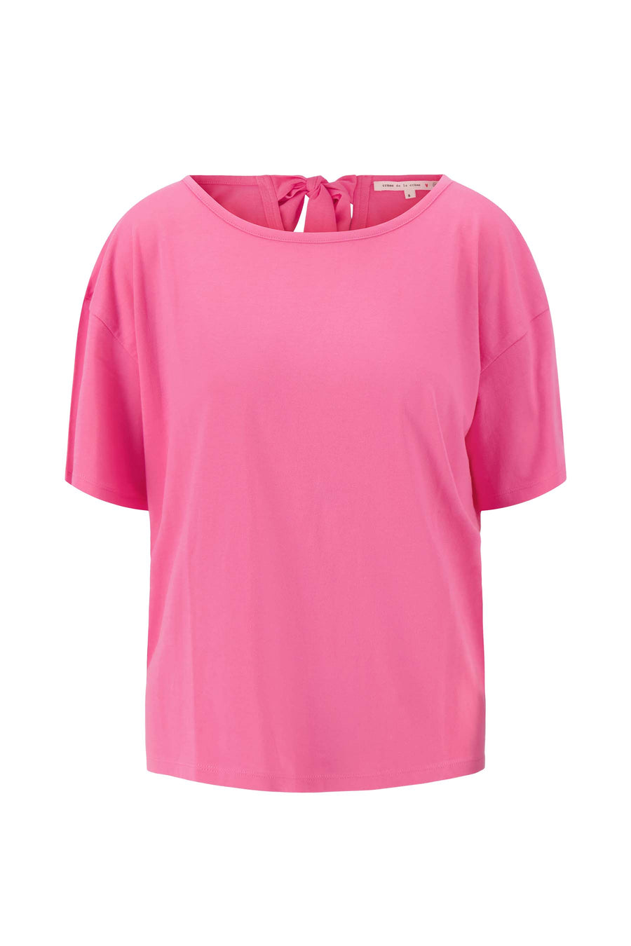 jersey wide top with bow at neck | bright pink