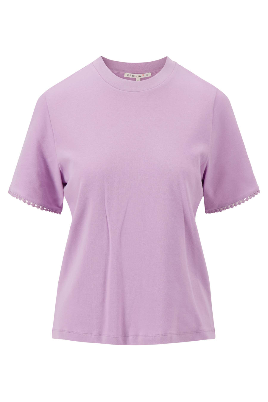 T-shirt with crochet detail on sleeves | lavender blue