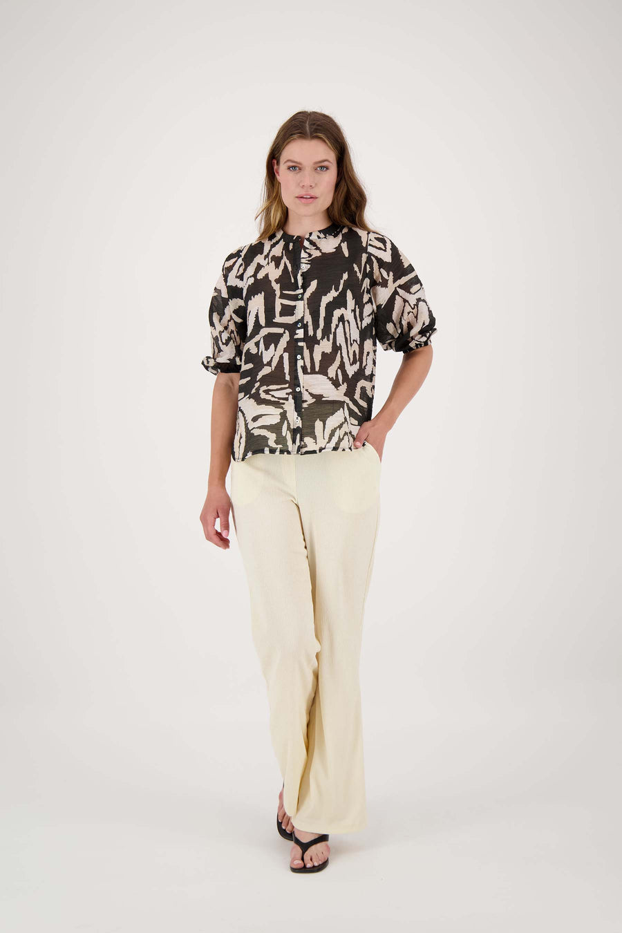 blouse pofmouw met print | multicolor