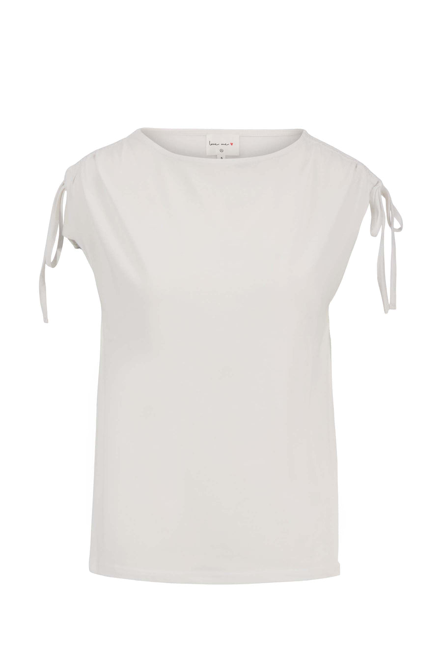 top met schouder detail strik | wit