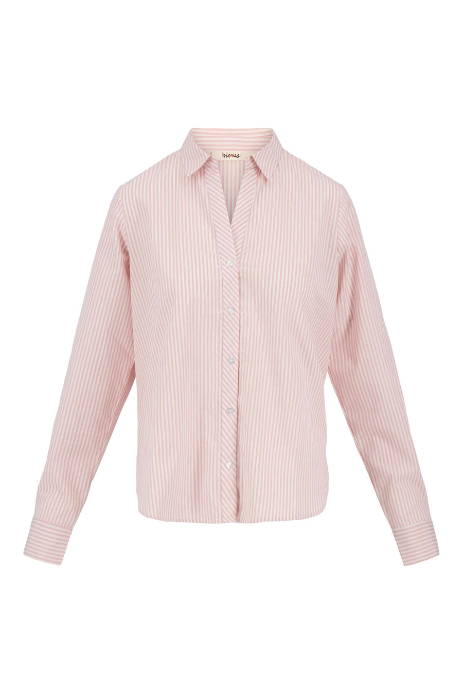 blouse streep diagonaal accent | wit / licht roze