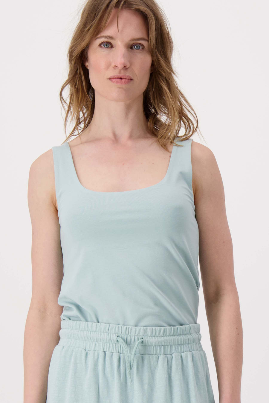 singlet van polyamide stof | vergrijsd blauw