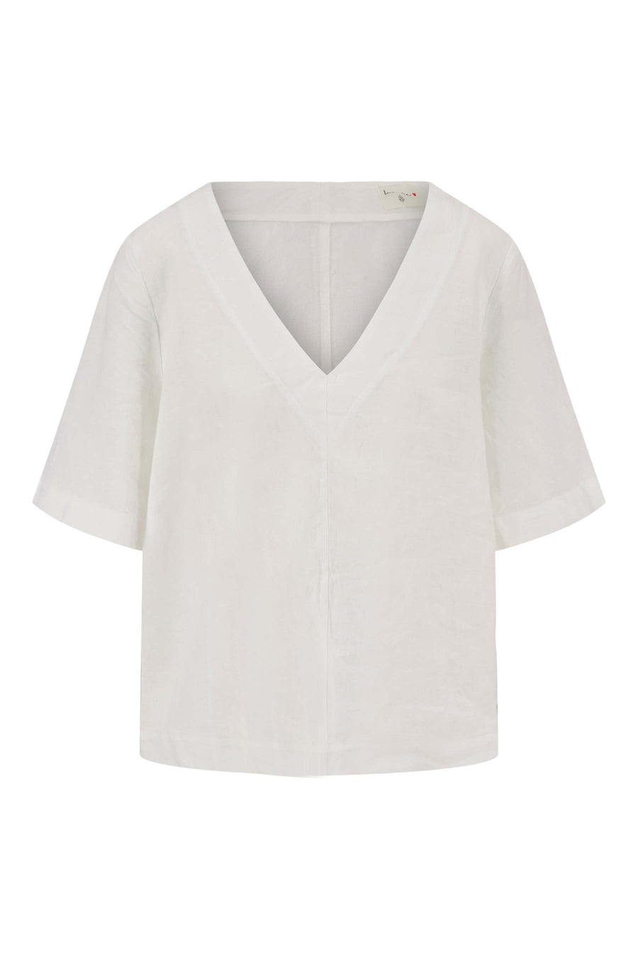 linen V-neck top | off-white