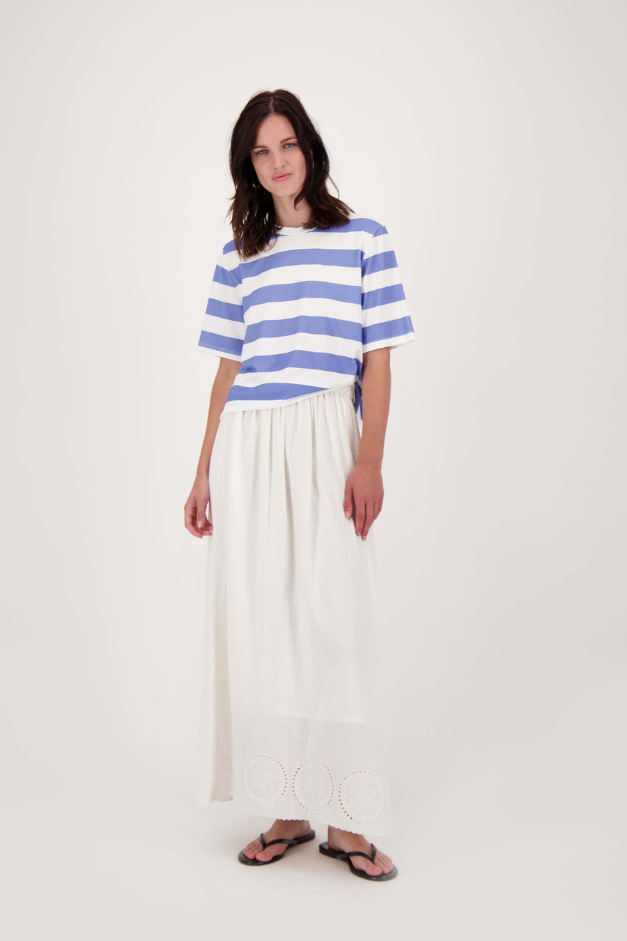 striped t-shirt | lavender blue / white