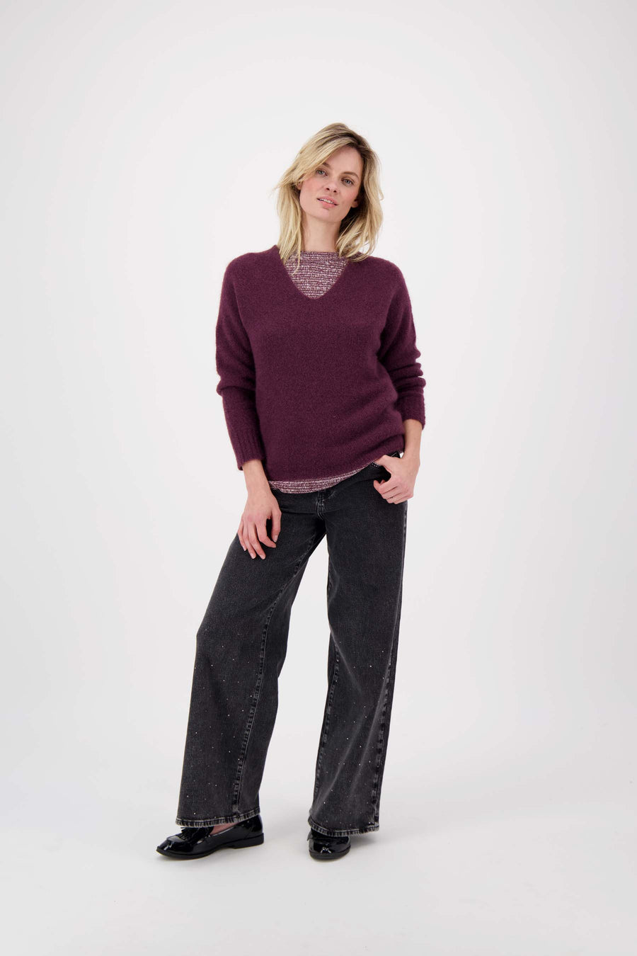 jersey halter top met grafische print | wit / port