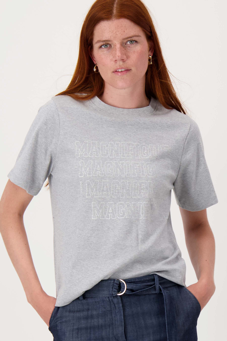 t-shirt met magnifique print | middengrijs