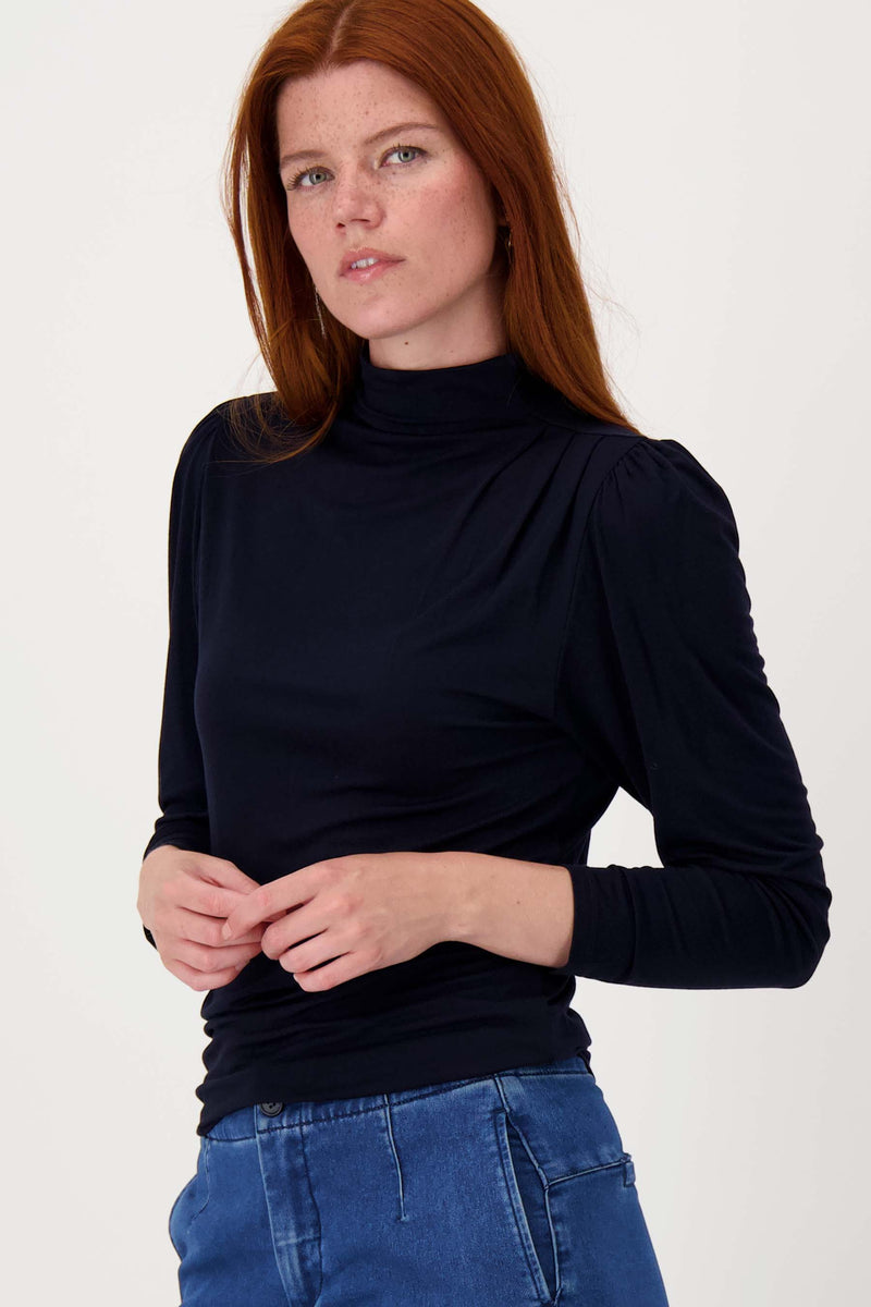 top met plooi detail | navy
