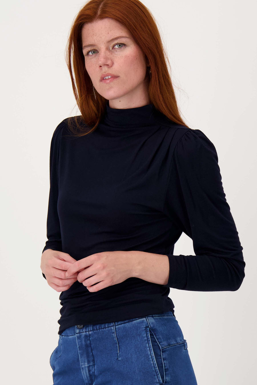 top met plooi detail | navy
