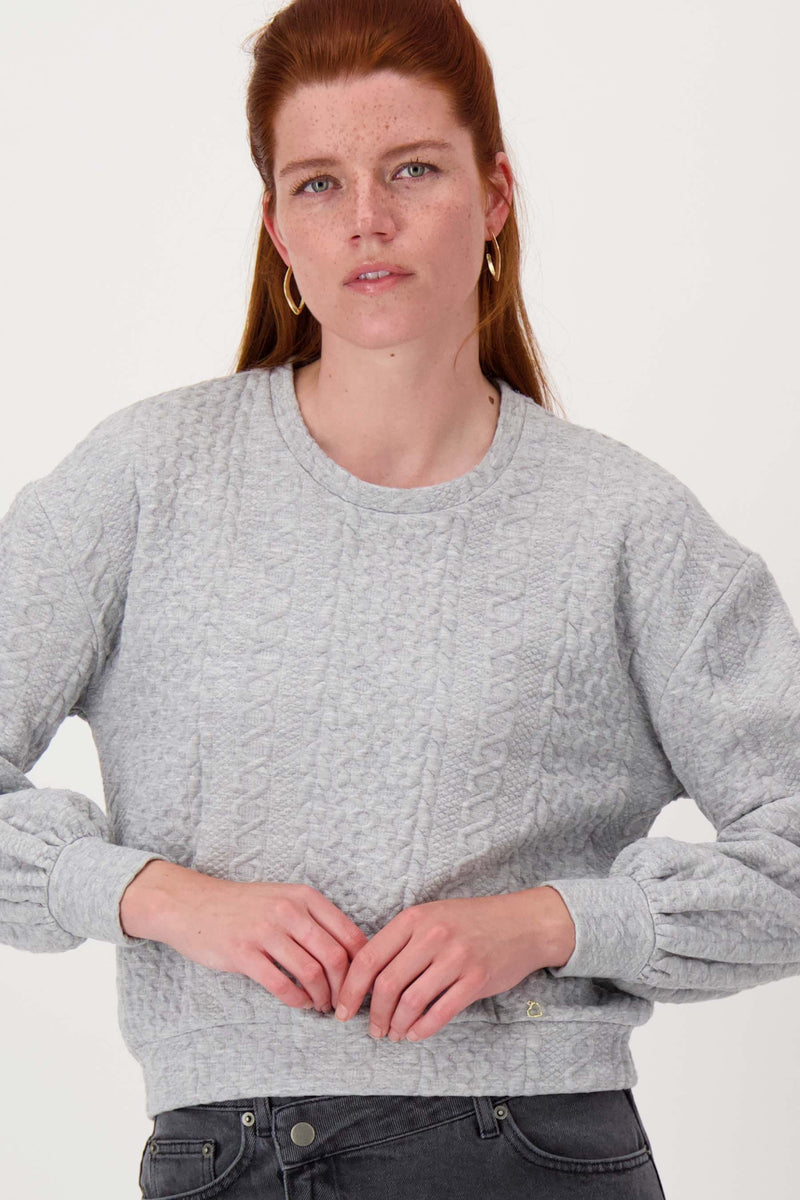 kabel structuur sweater | middengrijs