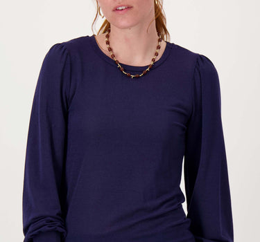 Top met lange mouwen in shimmer | night blue