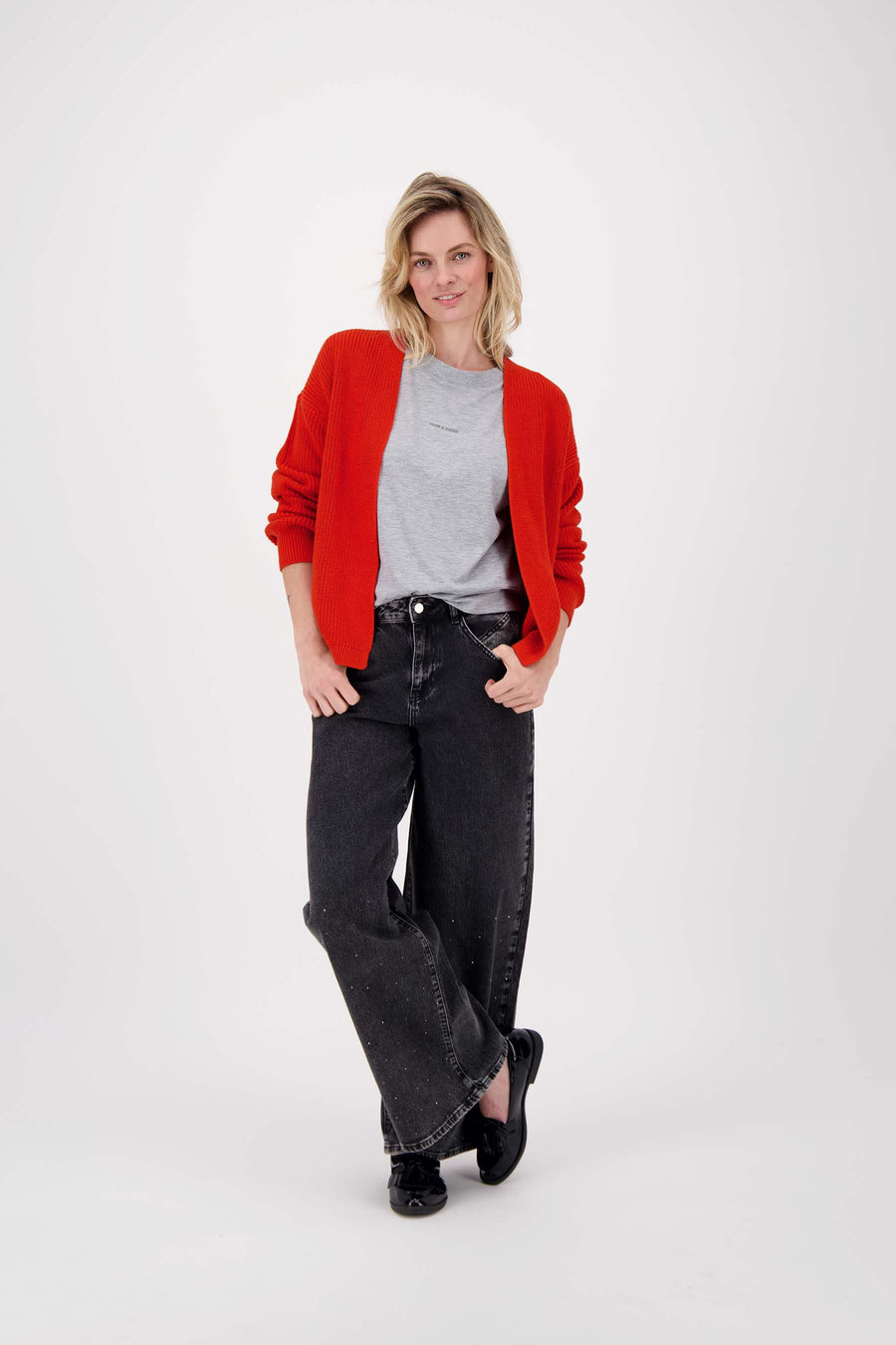 t-shirt met plooidetail | middengrijs