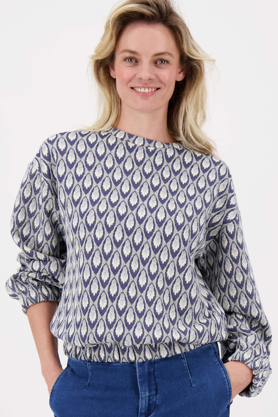 sweater van jacquard stof | navy