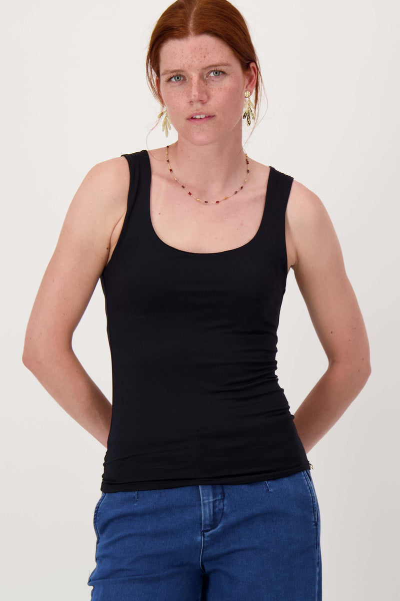 basic singlet met stretch | zwart