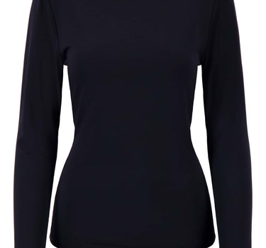 Einfaches Rollkragen-Top mit Stretch | Schwarz