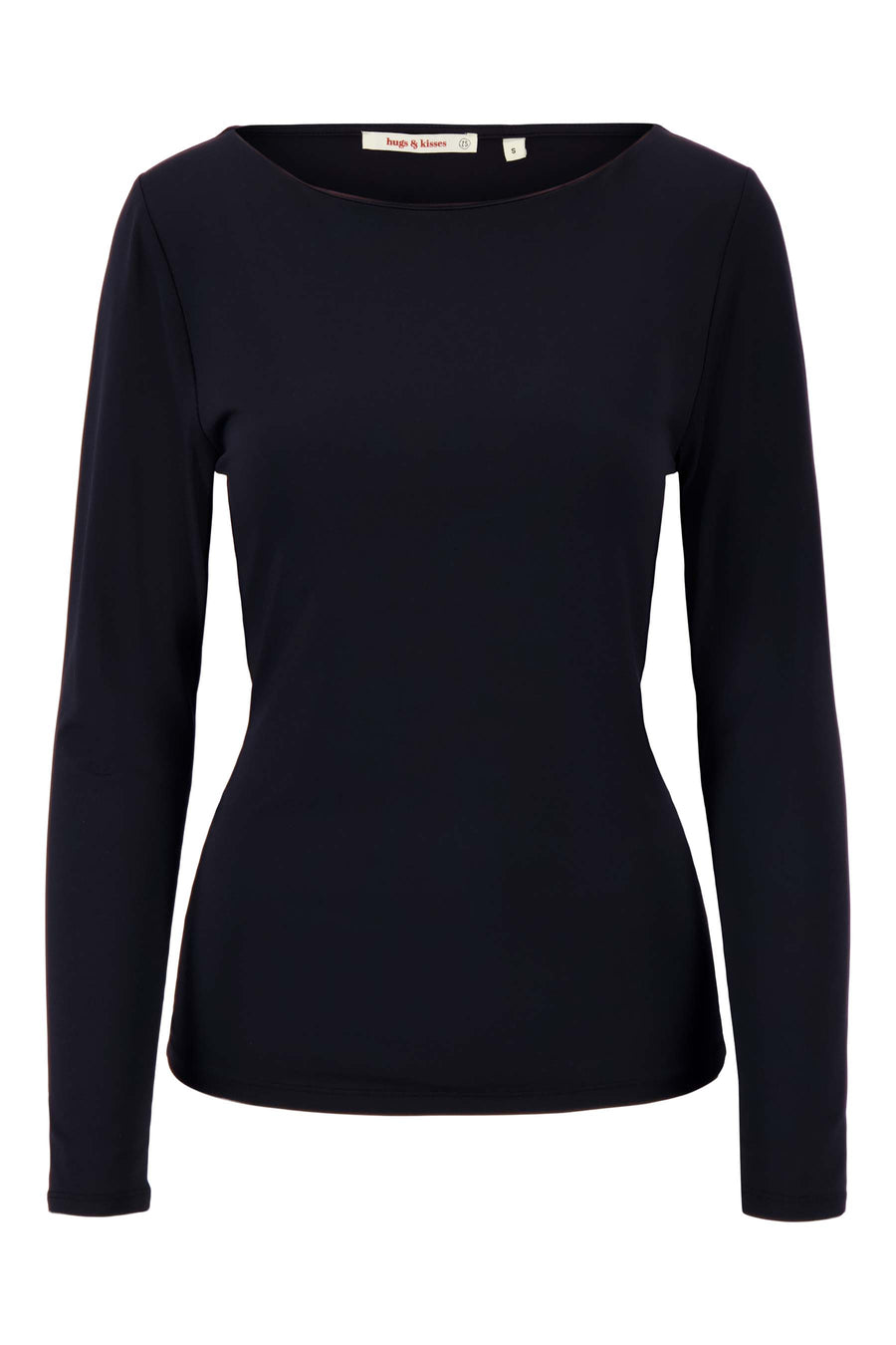 basic boothals top met stretch | zwart