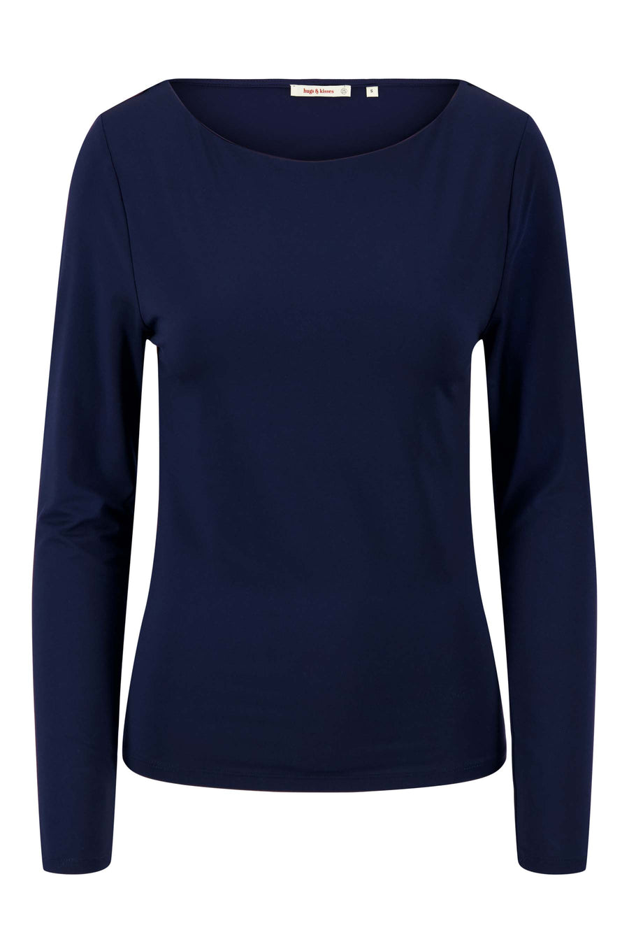 basic boothals top met stretch | navy
