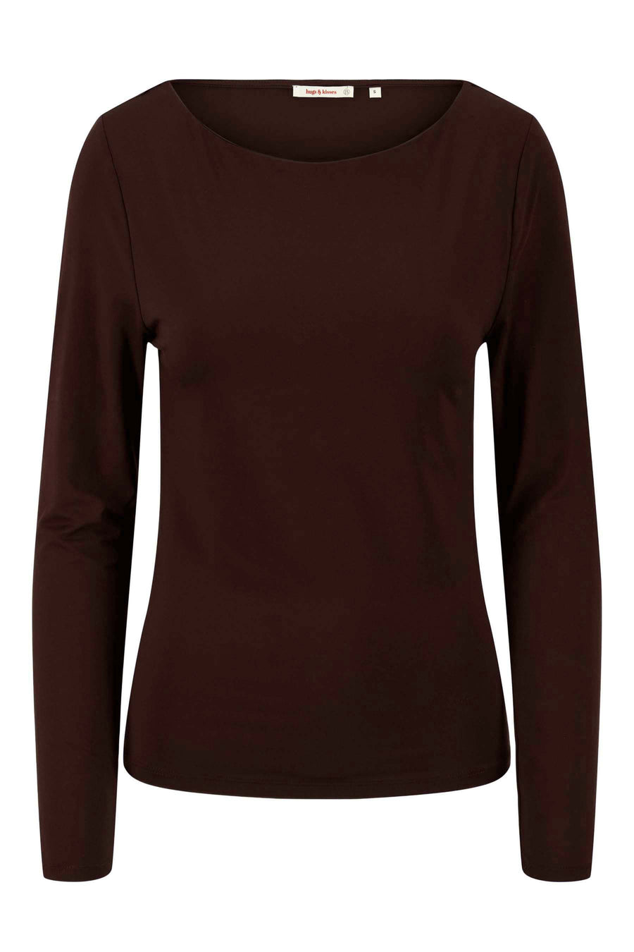 basic boothals top met stretch | chocoladebruin