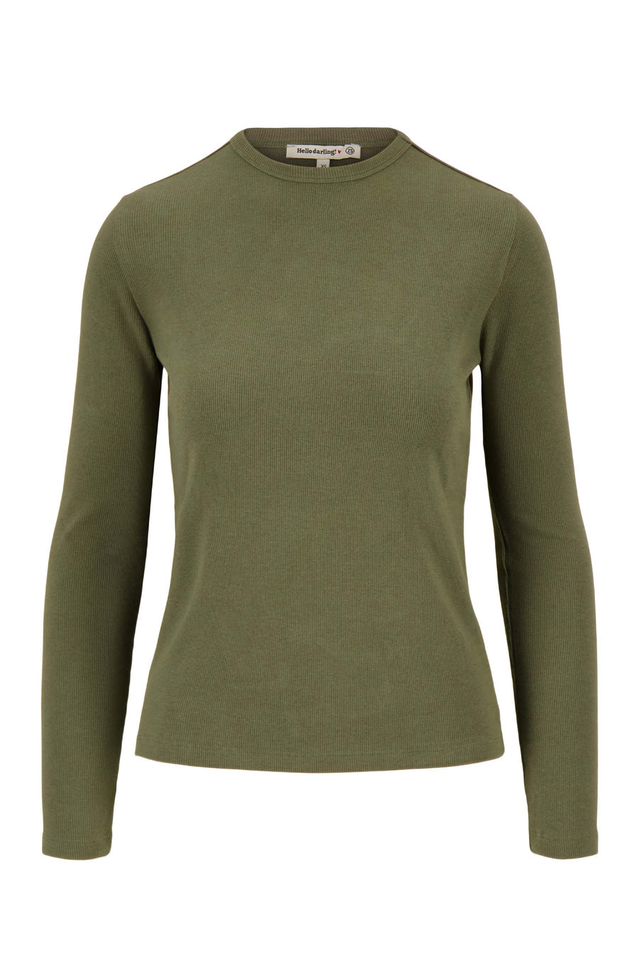 basic rib ronde hals top met stretch | moss green