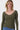 basic rib V hals top met stretch | moss green