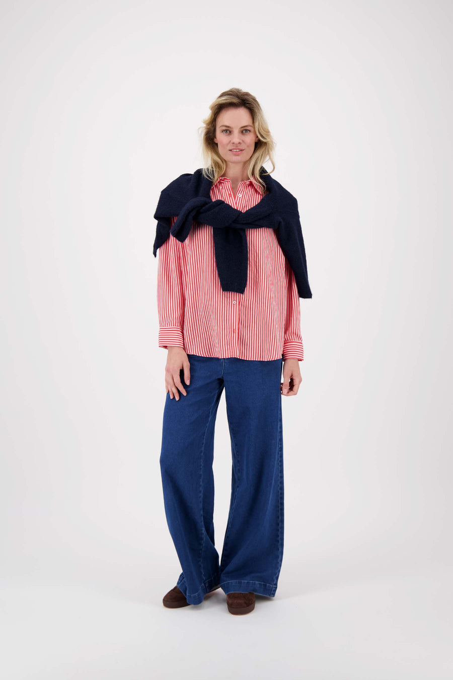 gestreepte blouse | rood / wit