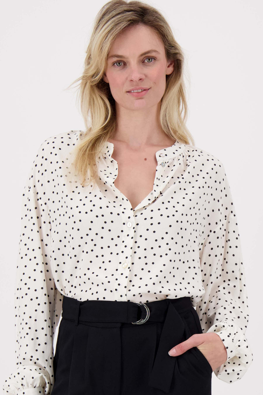 Polka-Dot-Bluse | Off-White/Schwarz