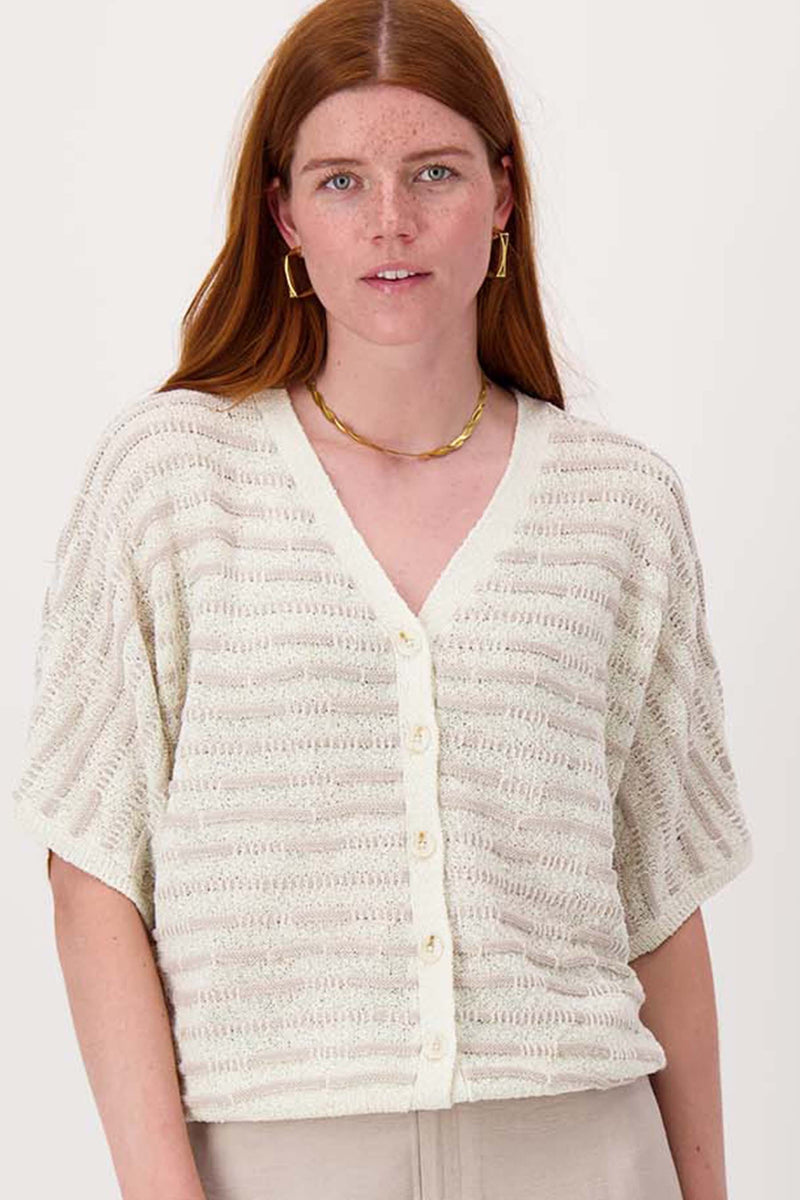 striped spencer cardigan | darker sand