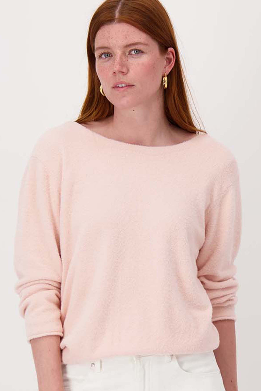 V hals trui 2 kanten draagbaar 3/4 mouw | light pink
