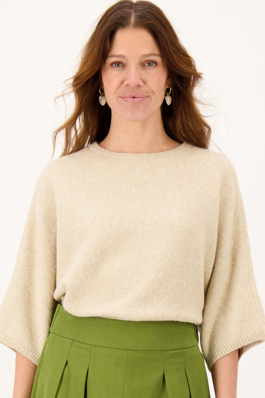 boothals trui met 3/4 mouwen | grey oyster