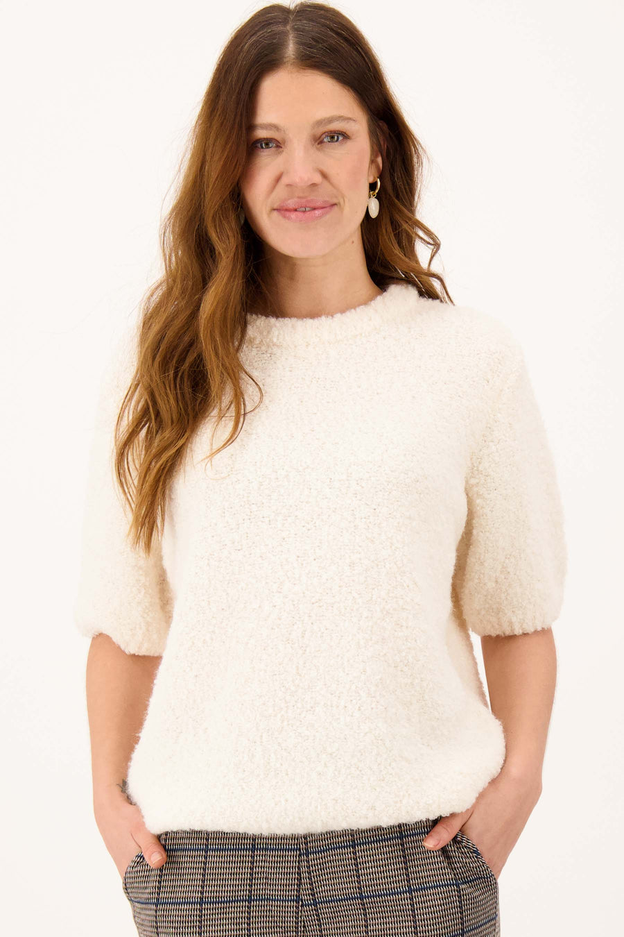 boucle trui korte mouw | off white