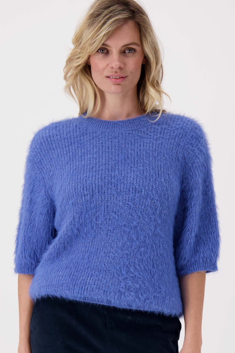 fluffy trui met ronde hals | sporty blue