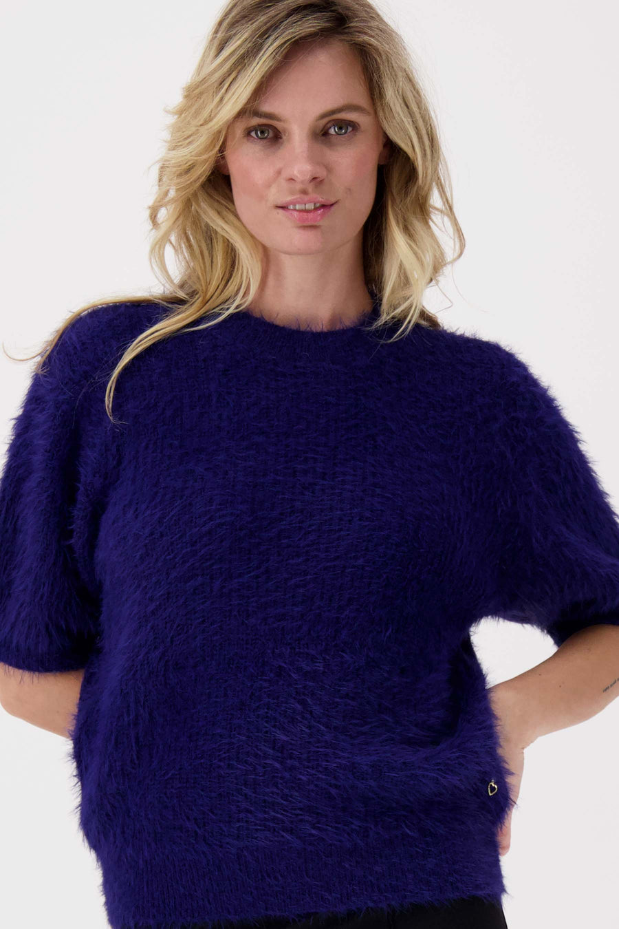 fluffy trui met ronde hals | night blue