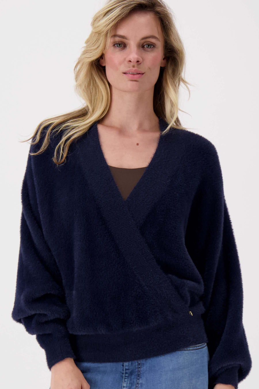 wikkel trui in fluffy garen | navy