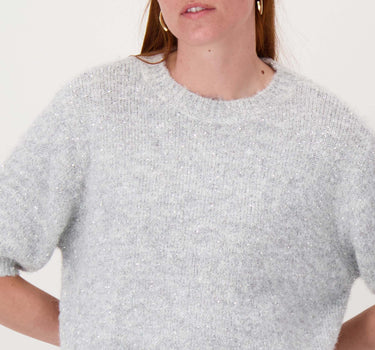 pailletten trui met ronde hals | light grey