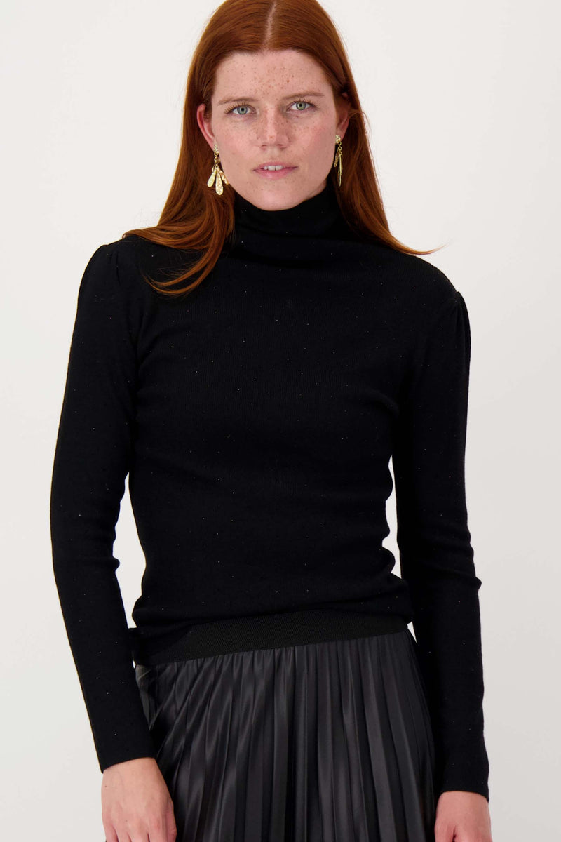 fine knit sweater with rhinestones | black