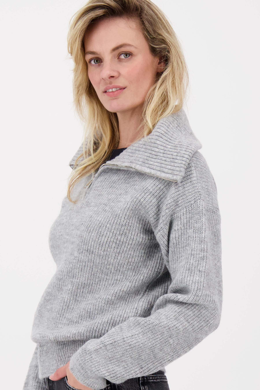 trui met rits | middengrijs