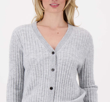 ribbed vest with small sequins | gray melange / silver