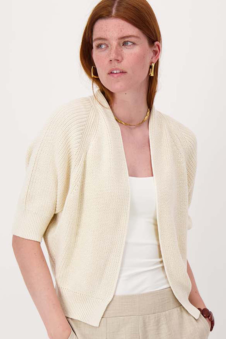 vest met vleermuis mouwen met hart broche | off white