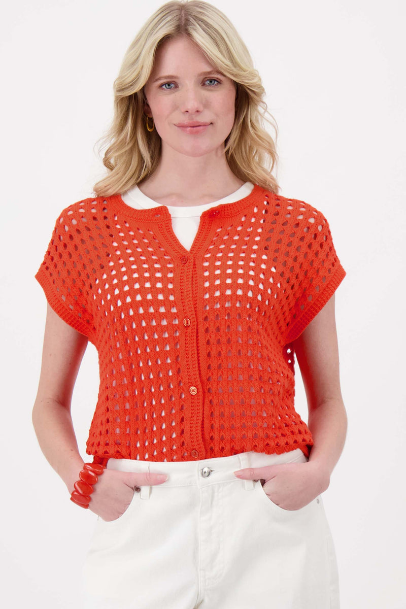ajour vestje mouwloos | coral