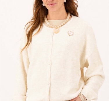 basic vestje met broche lange mouw | off white
