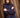 basic vestje met broche in blok streep | dark navy / burgundy