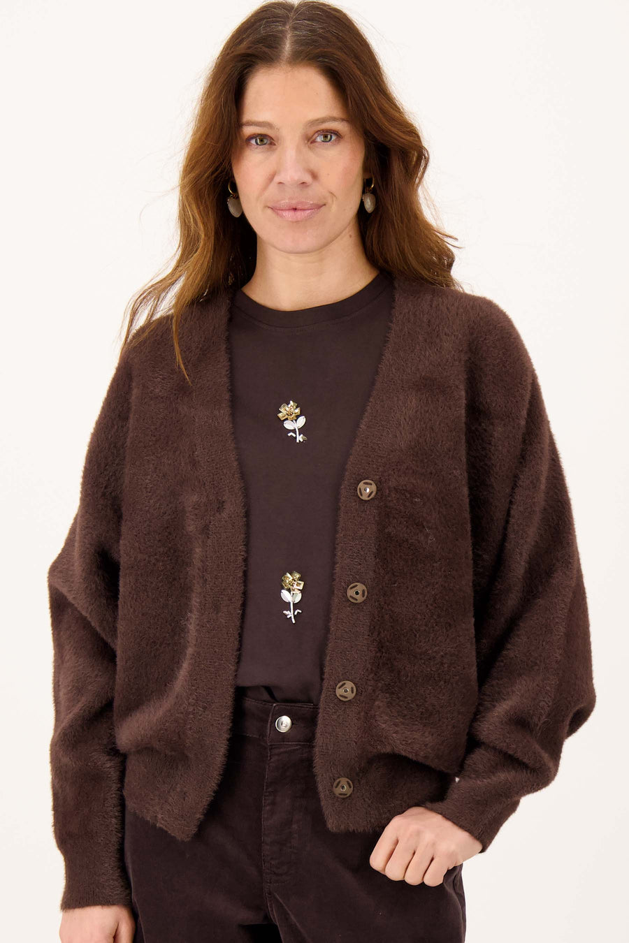 batwing vest van fluffy garens | dark choco